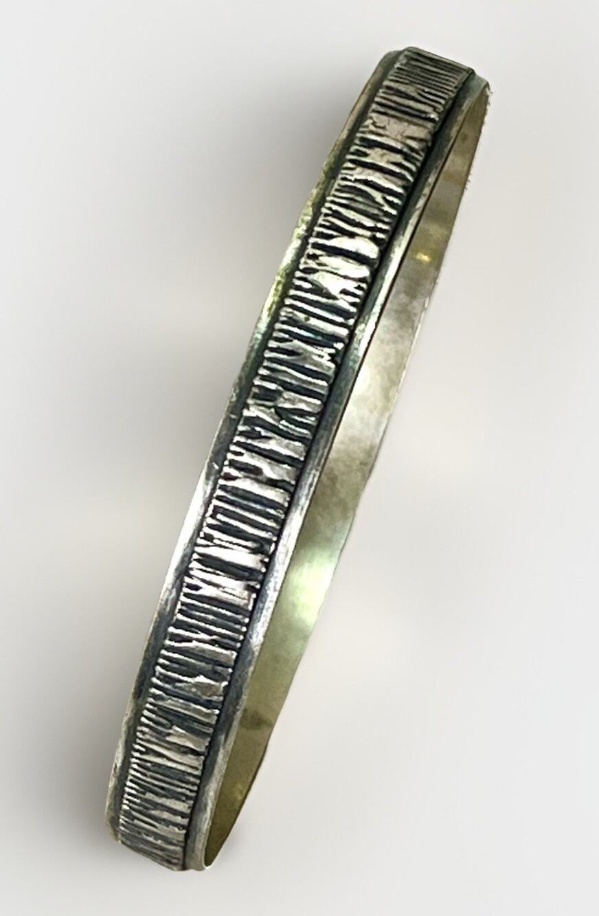 VTG Artisan Modernist 850 Silver Cuff Bracelet Textured Southwest Design 20.7g